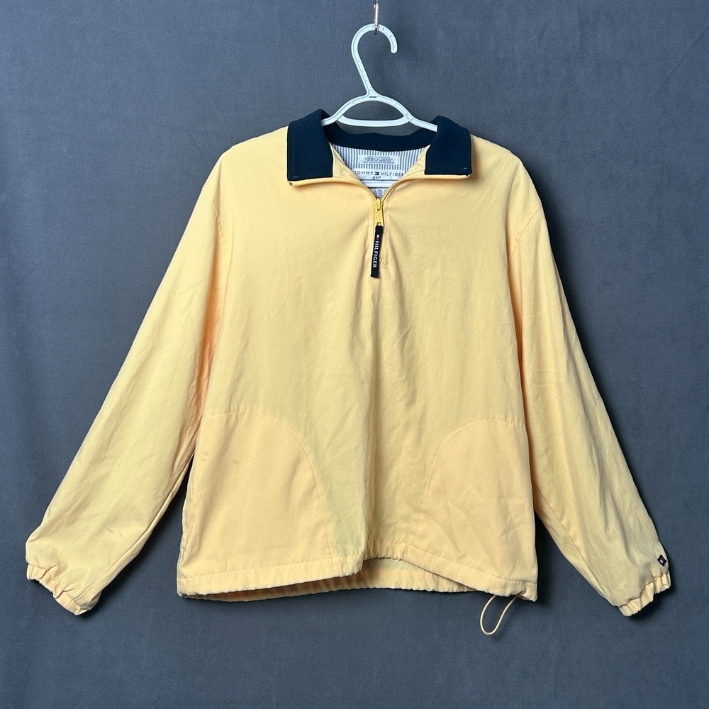 VTG Tommy Hilfiger Golf 1/4 Zip Pullover Windbreaker Jacket Yellow Men's M Y2K